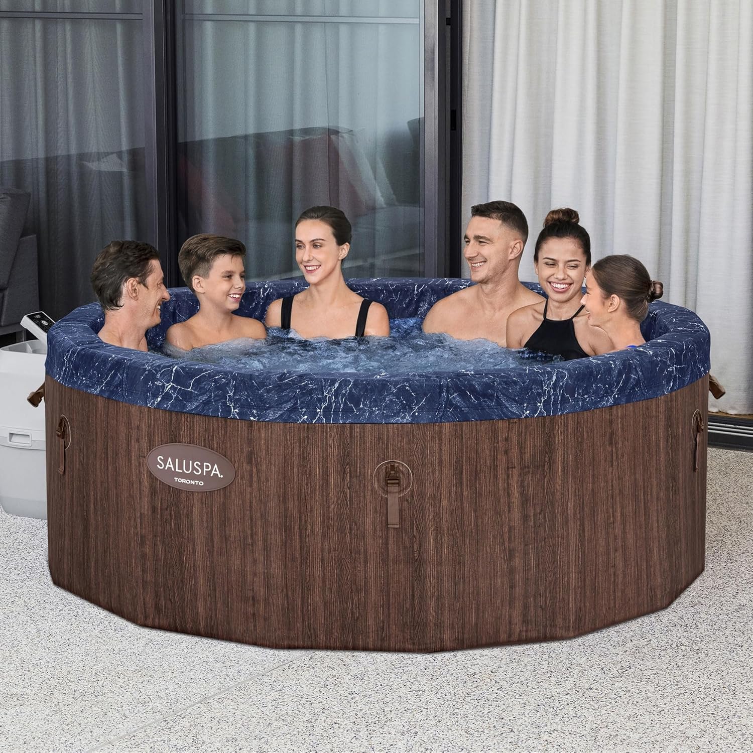 7-Person Smart AirJet Plus Hot Tub with App Control, Cover, Pump, Pillows, and Repair Patch C7726