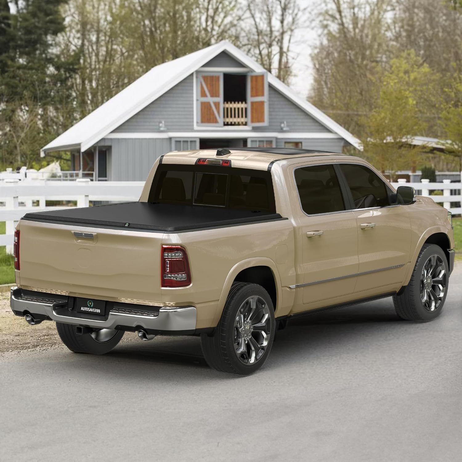 Soft Tri-fold Truck Bed Tonneau Cover for 2009-2024 Dodge Ram 1500 5.7ft Bed Q8514
