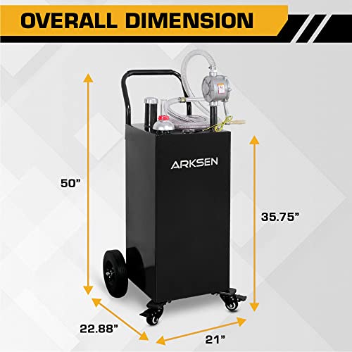 30 Gallon Portable Gas Caddy Fuel Storage Tank with Hand Siphon Pump and Rolling Wheels J40733