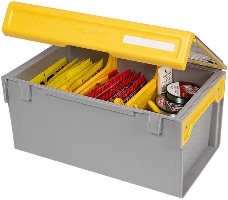 Plastic Tackle Utility Box, Clear and Yellow, Rust-Resistant, Waterproof S649