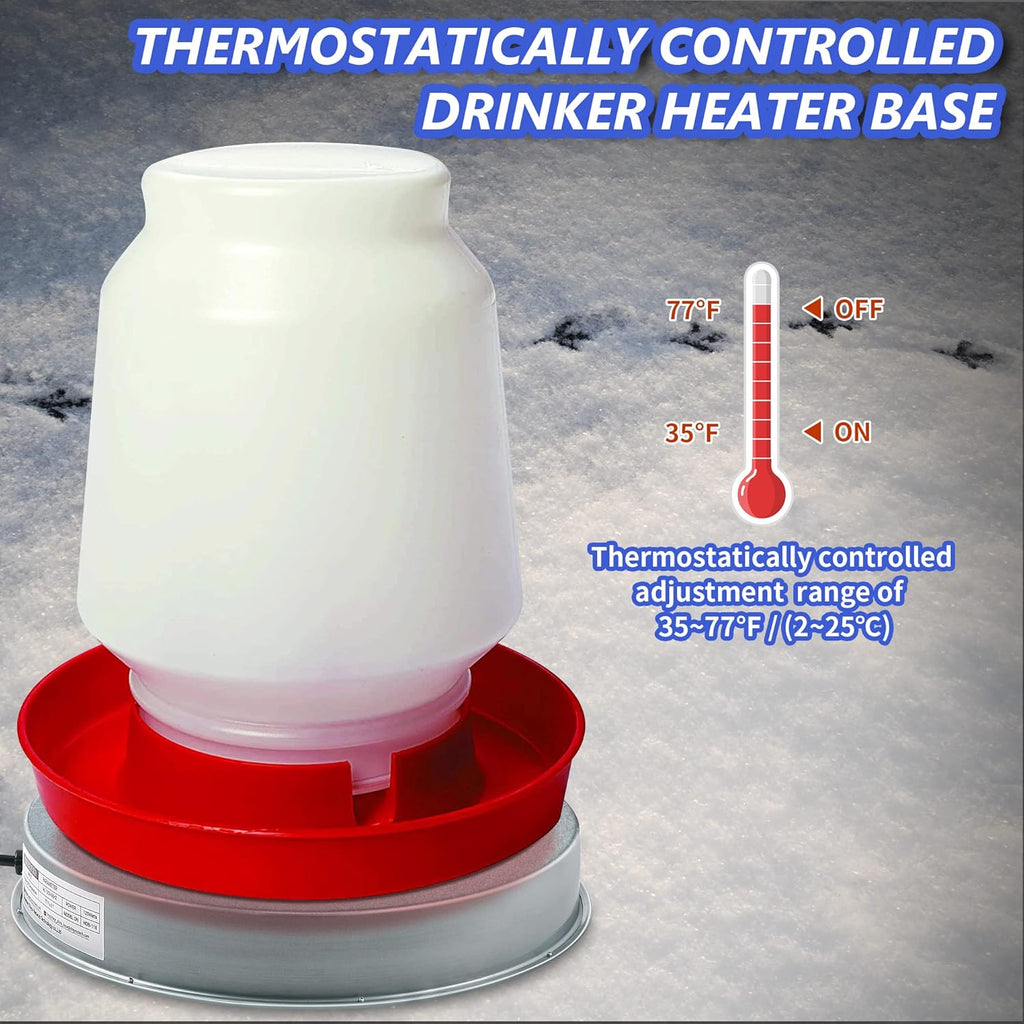 Heated Base for Poultry Waterer, 125W Winter Deicer for Metal Founts W41363