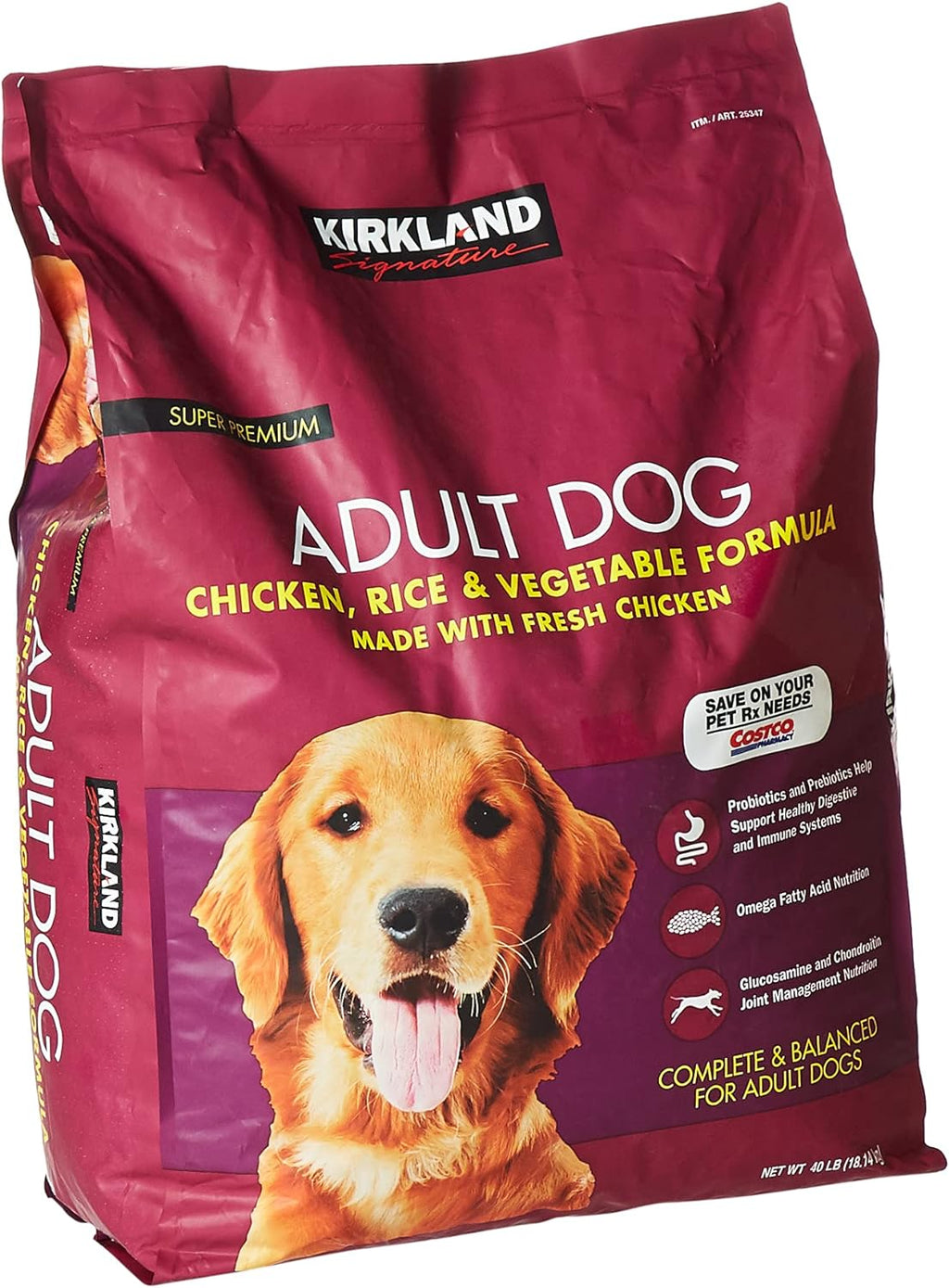 Kirkland Signature Adult Formula Chicken, Rice and Vegetable Dog Food 40 lb.