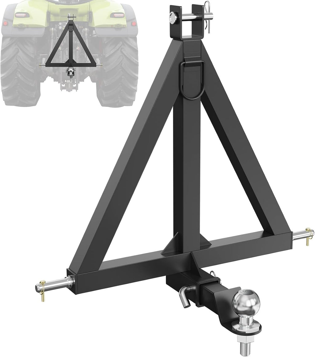 VEVOR 3 Point Hitch Receiver, 3 Point 2" Receiver Trailer Hitch Category 1 Tractor Tow Drawbar Adapter with Pins, Compatible with Kubota, Mahindra, Ford, Yanmar, John Deere, Massey Ferguson
