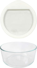 Pyrex 7203 7-Cup Clear Glass Storage Bowl OV-7402 Glass with White Silicone Rim Lid