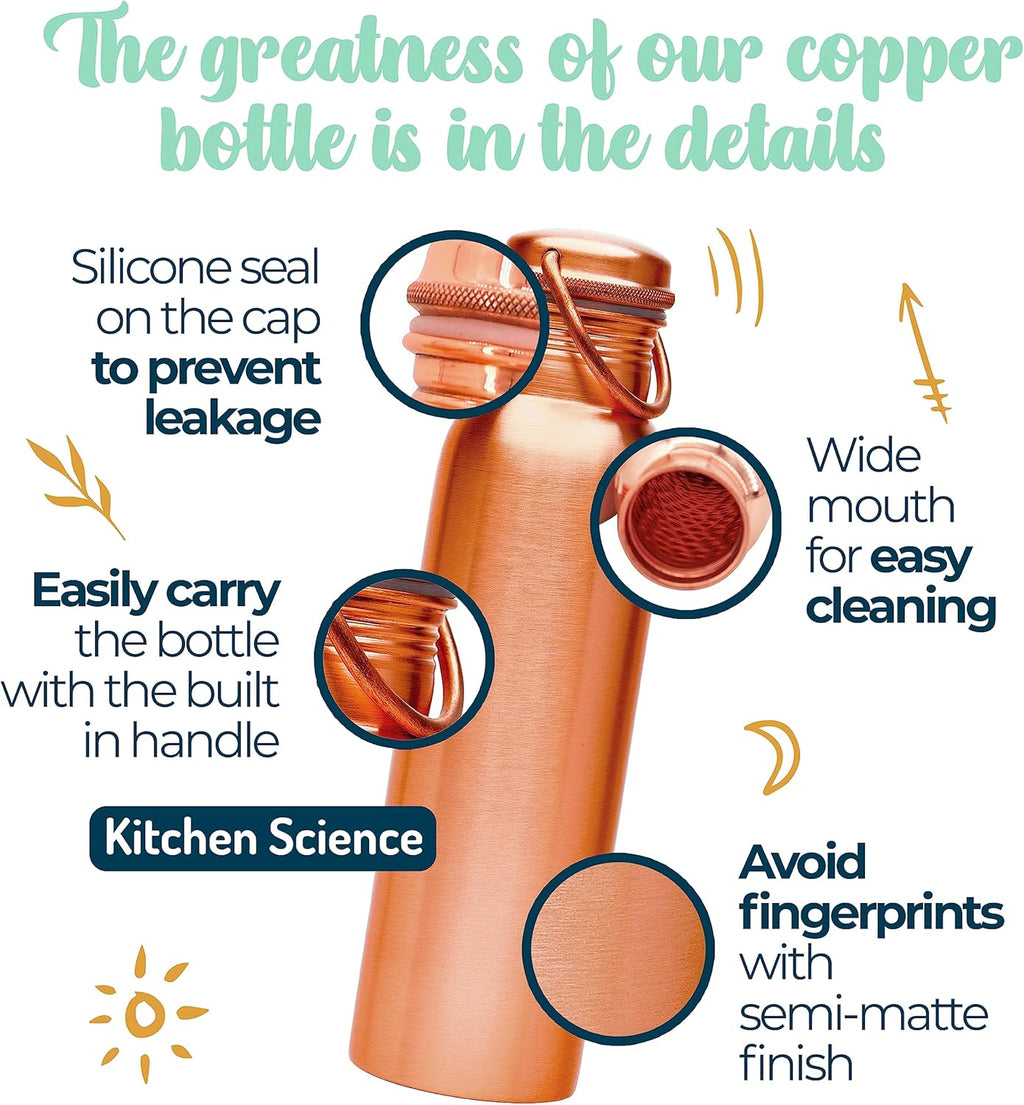 Copper Water Bottle 34 oz with Carrying Canvas Bag A36852