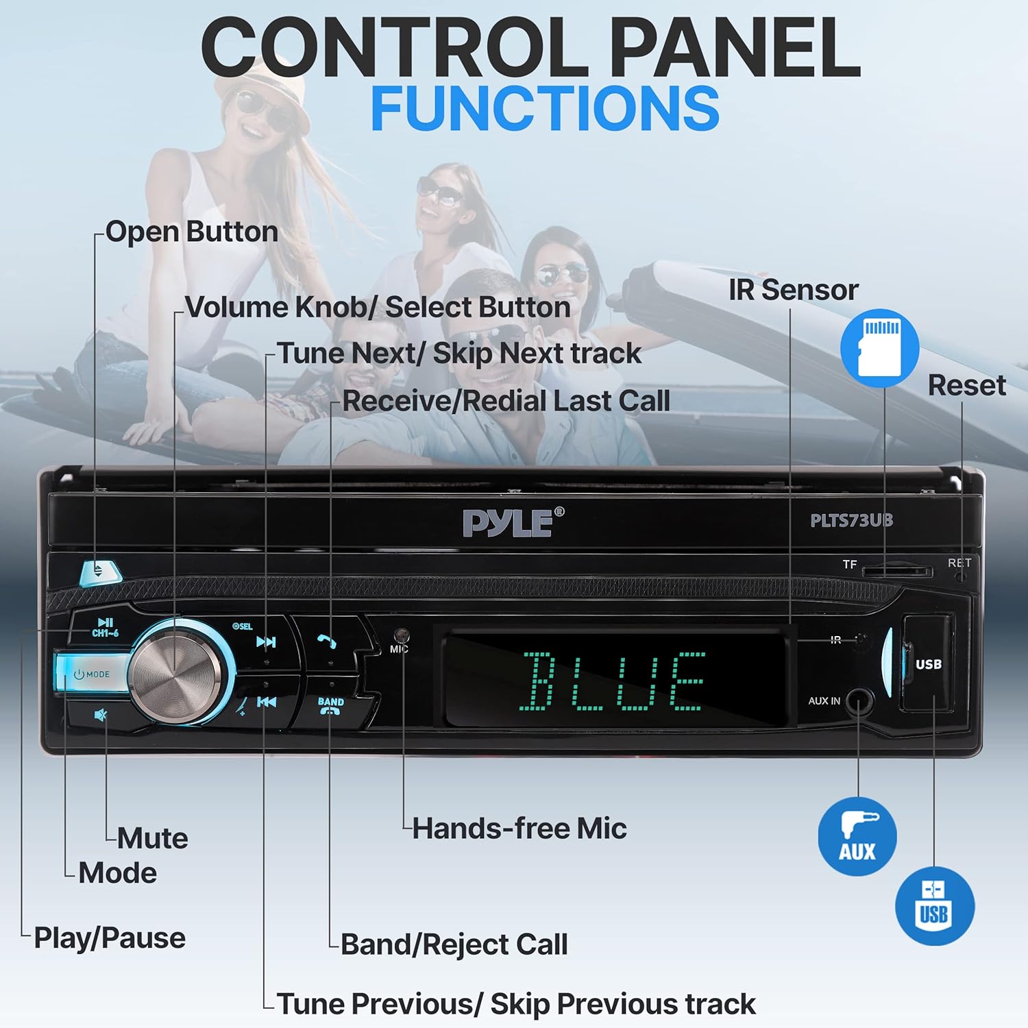 Car Stereo Video Receiver with 7" Touchscreen, Bluetooth, USB, SD, AM/FM Radio V542