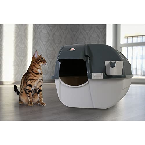 Self-Cleaning Litter Box with Integrated Litter Step and Sifting Grill, Gray Z819134