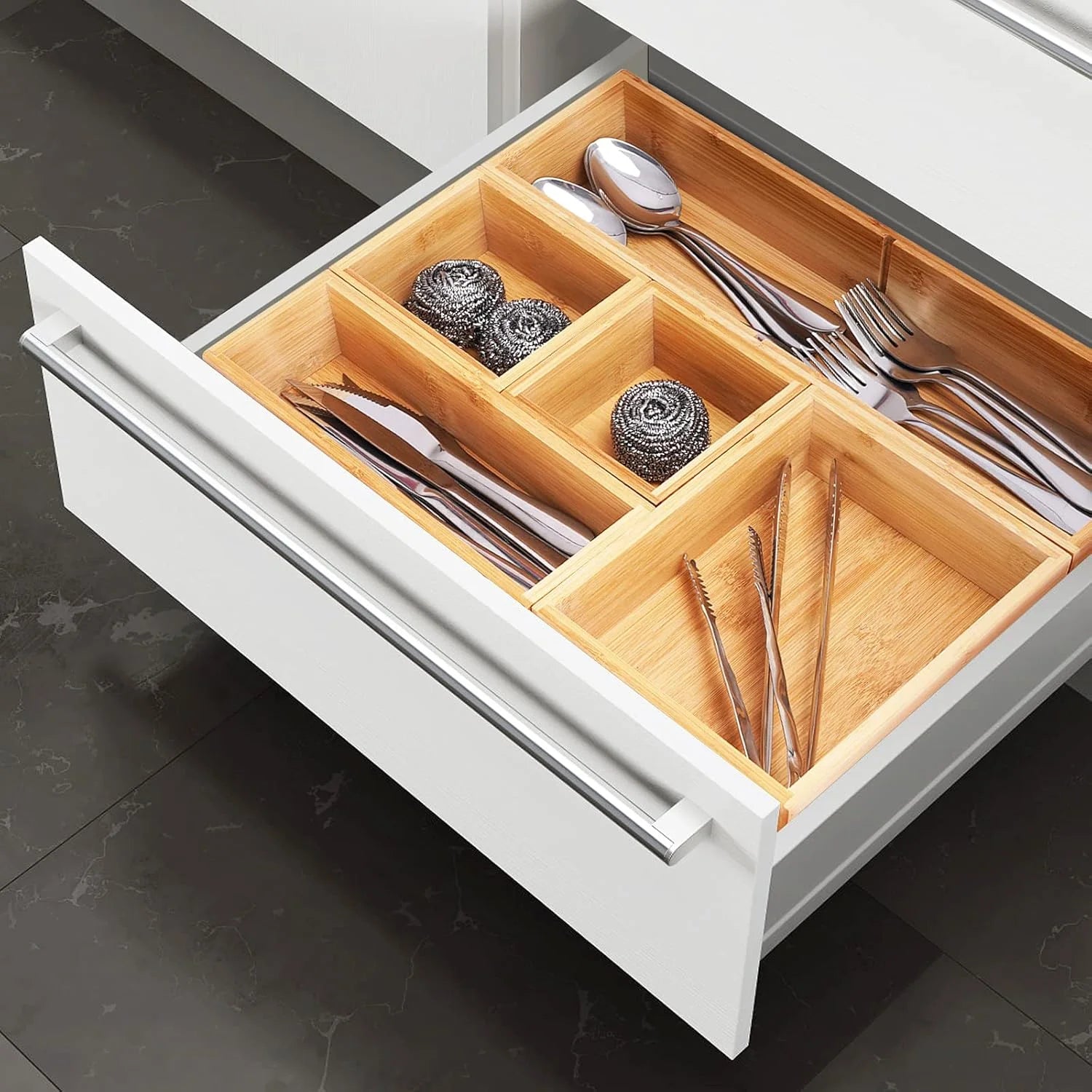 Bamboo Drawer Organizer Set of 9 Storage Bins P725
