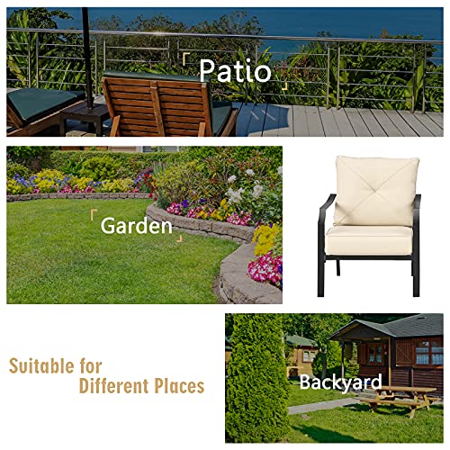 Set of 2 Patio Chairs with Padded Cushions, Outdoor Armchairs U342887