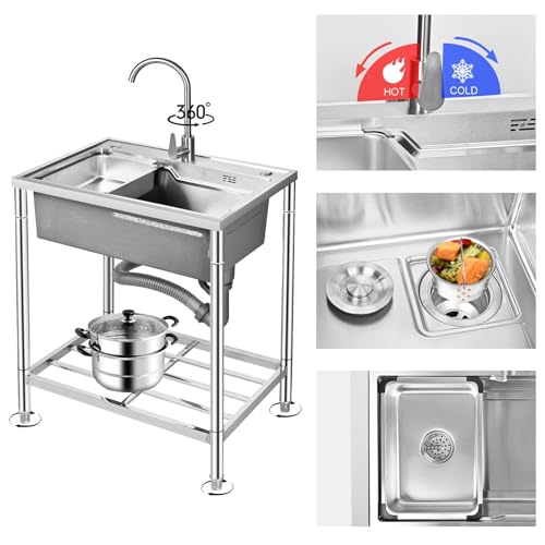 Stainless Steel Freestanding Single Bowl Sink with Faucet S3485