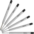 Pen Refills for Ballpoint Pens - 6 Pack of Black Ink Medium Flow Refill Cartridges - Fits Tactical Pens and G2 Parker Ballpoint Pen Type - Smooth Writing with Spare Spring Included