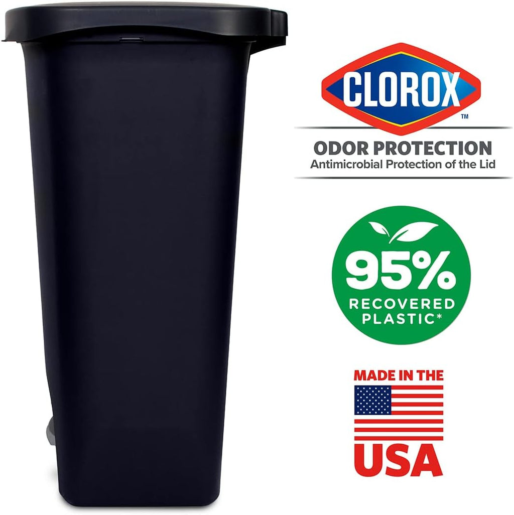 13 Gallon Plastic Kitchen Trash Can with Step Pedal, Matte Black E660