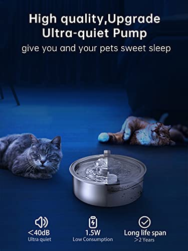 Cat Water Fountain, Stainless Steel, 2L Automatic Circulating Pet Fountain X52471