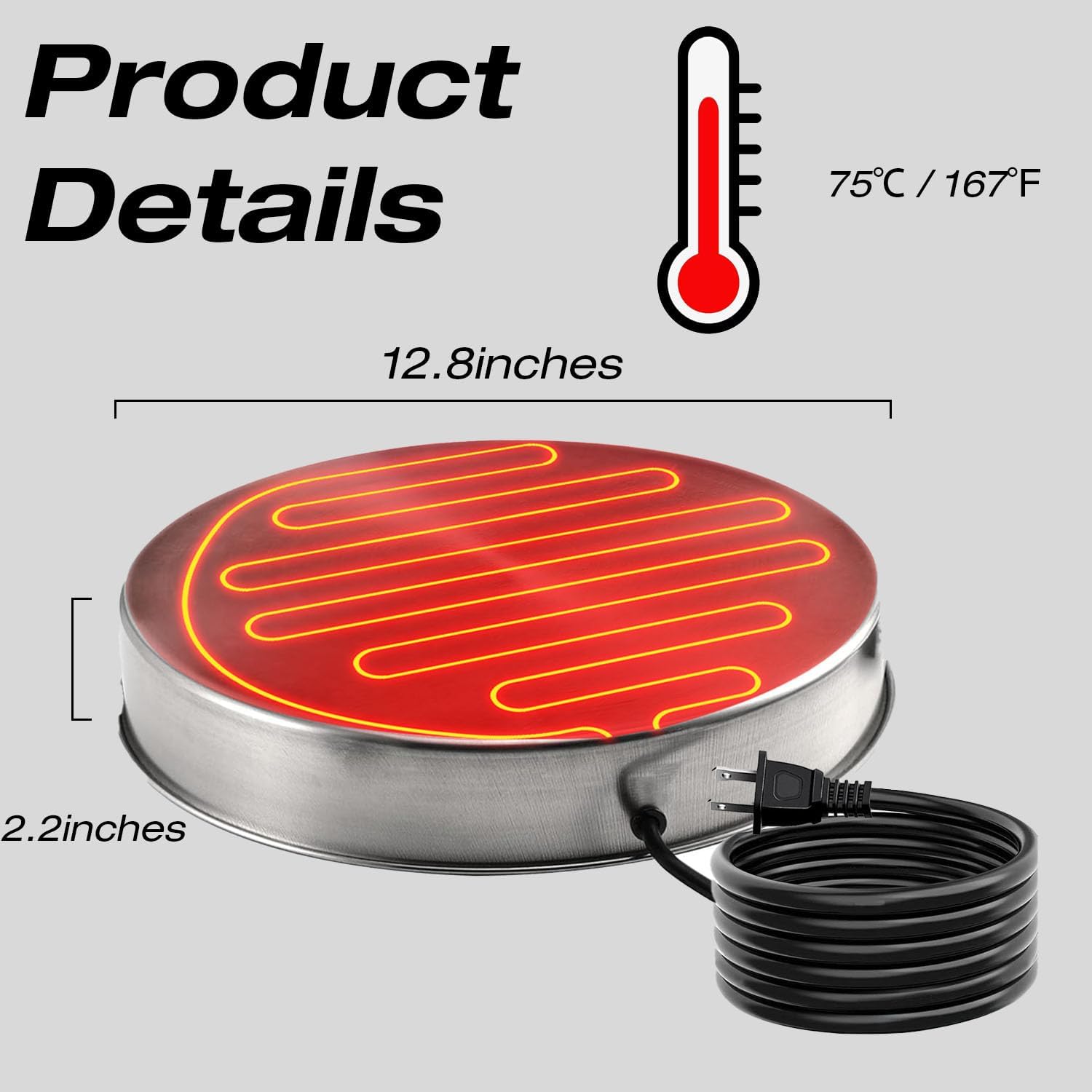 Chicken Water Heater Base for Poultry Drinker Stainless Steel Winter Deicer N83312