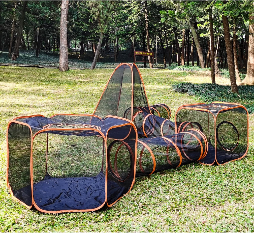 Outdoor Cat Enclosures, 6-in-1 Outdoor Cat Tent with Cat Tunnel DIY in Multiple Ways, Cat Playpen Play Tents for Cats Rabbits Ferrets and Small Animals, Indoor/Outdoor Cat House