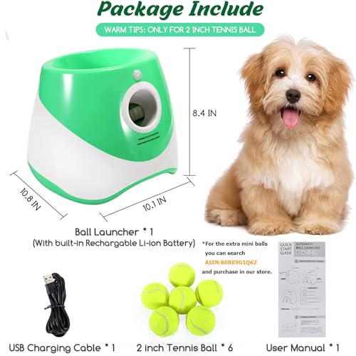 Automatic Ball Launcher for Small and Medium Dogs, USB Rechargeable, 10-30 Ft, Indoor & Outdoor D211631