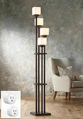 Franklin Iron Works Light Tree Rustic Farmhouse Torchiere Floor Lamp Standing 72 1/2" Tall Bronze Iron 4-Light Square-Sided White Glass Shades Living Room Reading Bedroom Office House Home Decor