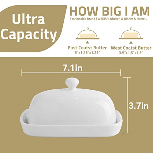 Butter Dish with Lid, 7 inches, White P5307