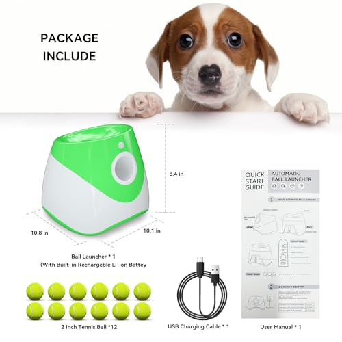 Automatic Dog Ball Thrower with 12 Tennis Balls, Interactive Fetch Toy for Small Dogs X245