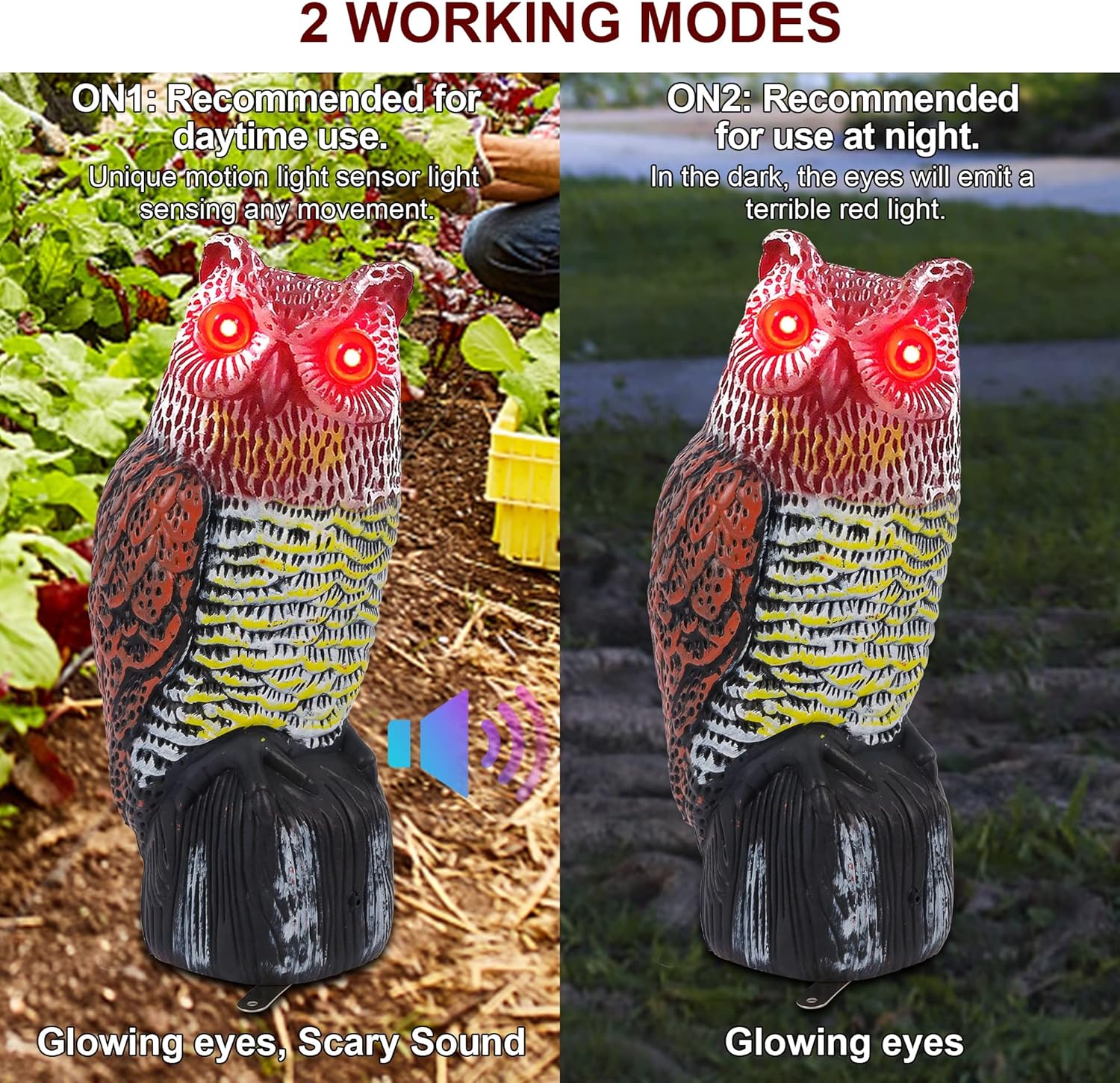 Solar Powered Horned Owl Statue for Garden Outdoor D866