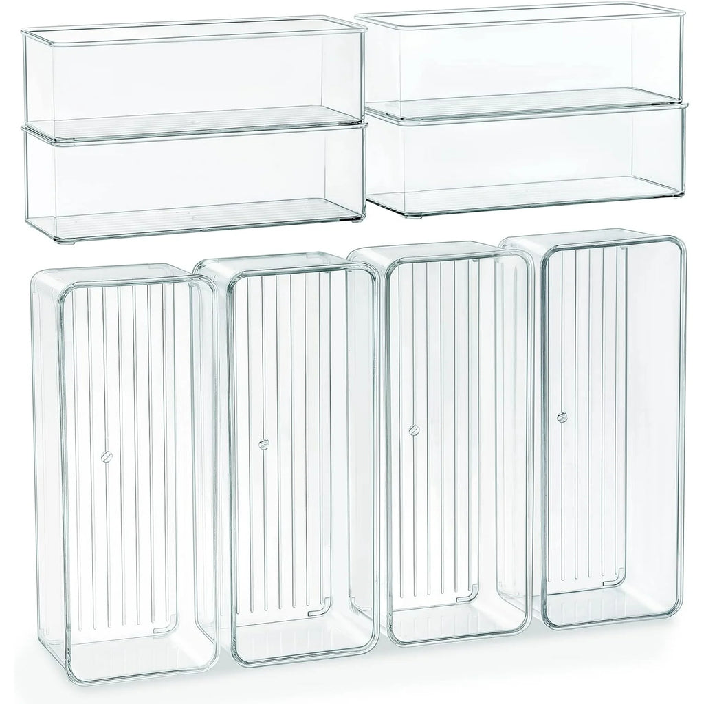 Clear Stackable Storage Bins, Plastic Drawer Organizer for Kitchen Bathroom Y248412