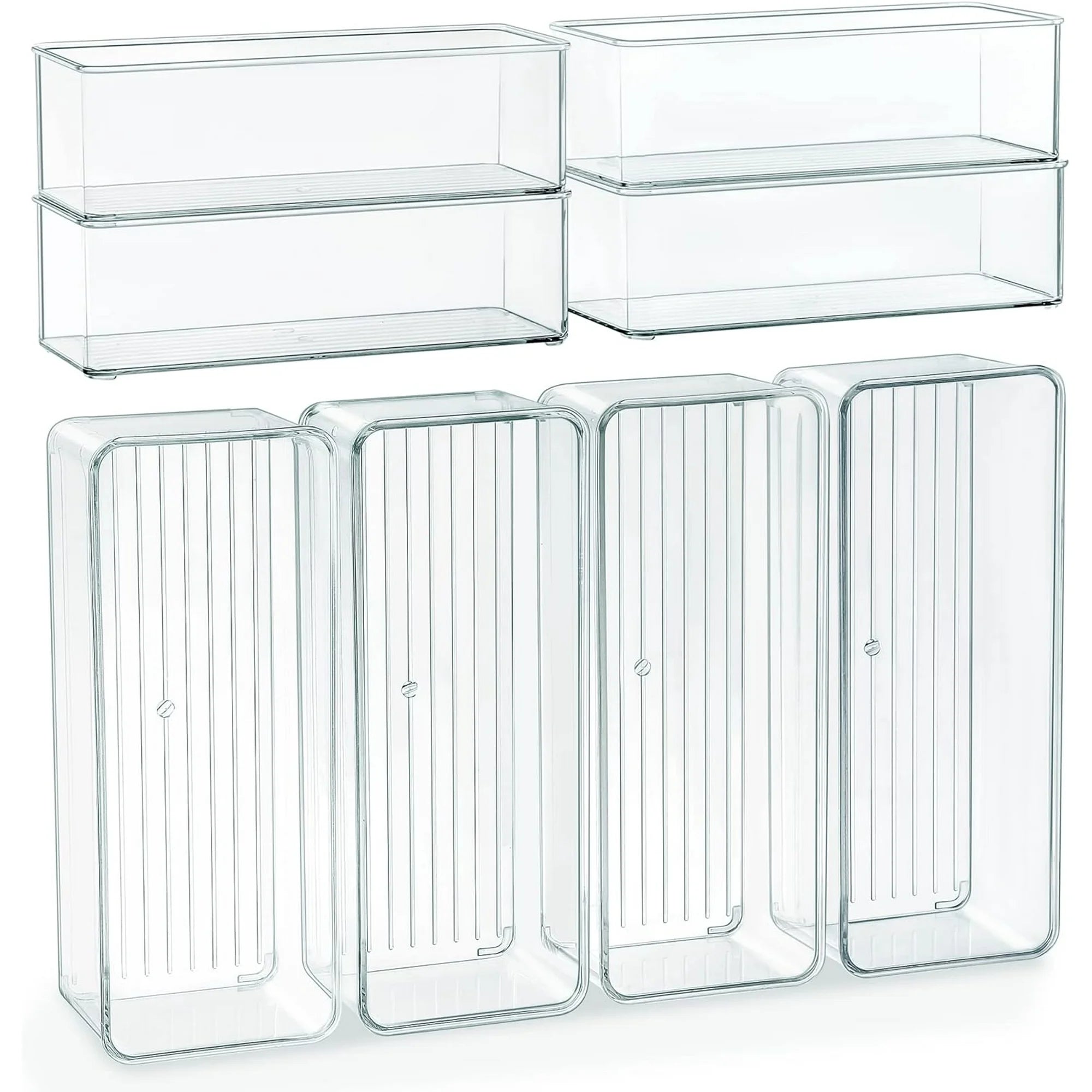 Clear Stackable Storage Bins, Plastic Drawer Organizer for Kitchen Bathroom Y248412