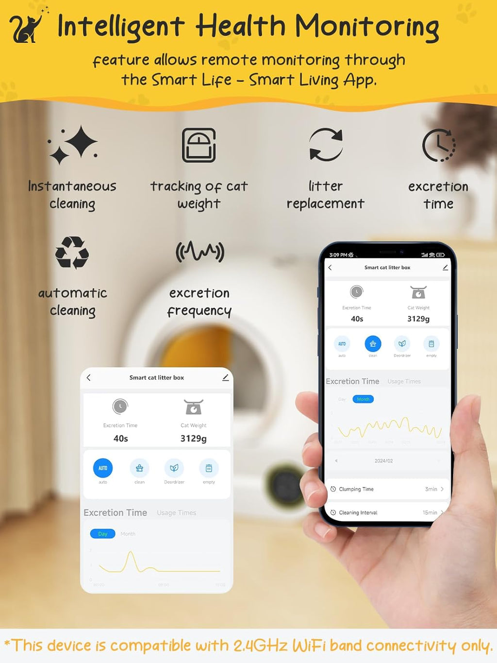 Self-Cleaning Litter Box for Multiple Cats with App Control A928
