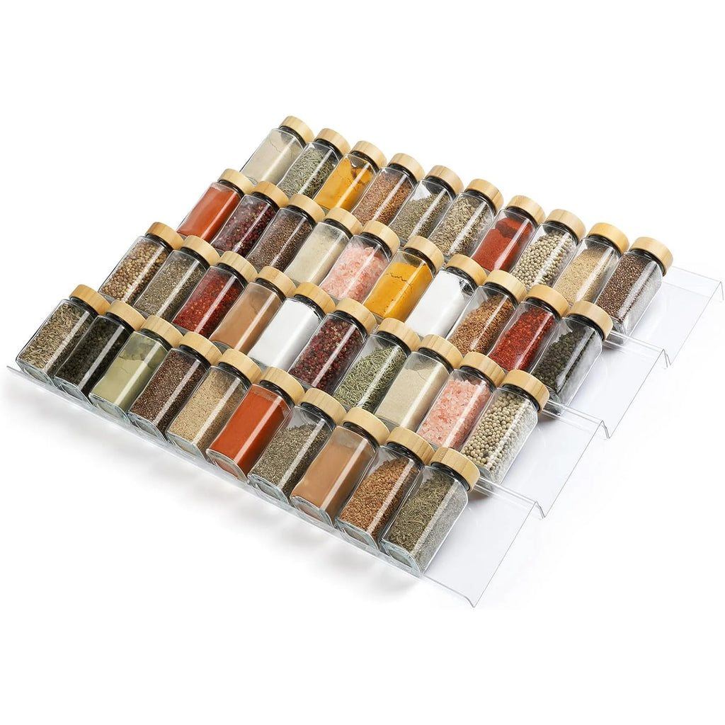 Spice Drawer Organizer 4 Tier, Clear Acrylic Rack, Expandable N1369