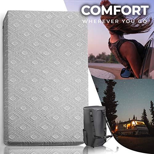 Roll Up Travel Mattress, 3" Cooling Gel Memory Foam Sleeping Pad, Portable Foldable Floor Mat with Waterproof Cover and Carry Bag Q854806