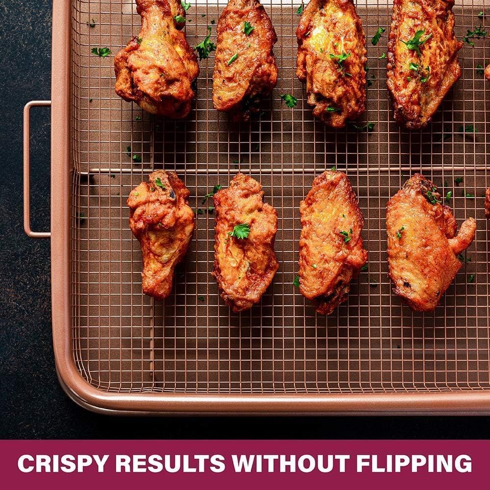 Air Fryer Basket for Oven, 2 Piece Nonstick Tray with Crisper Pan, Dishwasher Safe P686