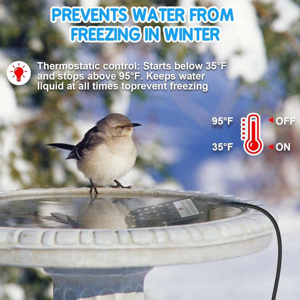 Chicken Waterer Heater, 250W Thermostatically Controlled for Livestock Poultry O438
