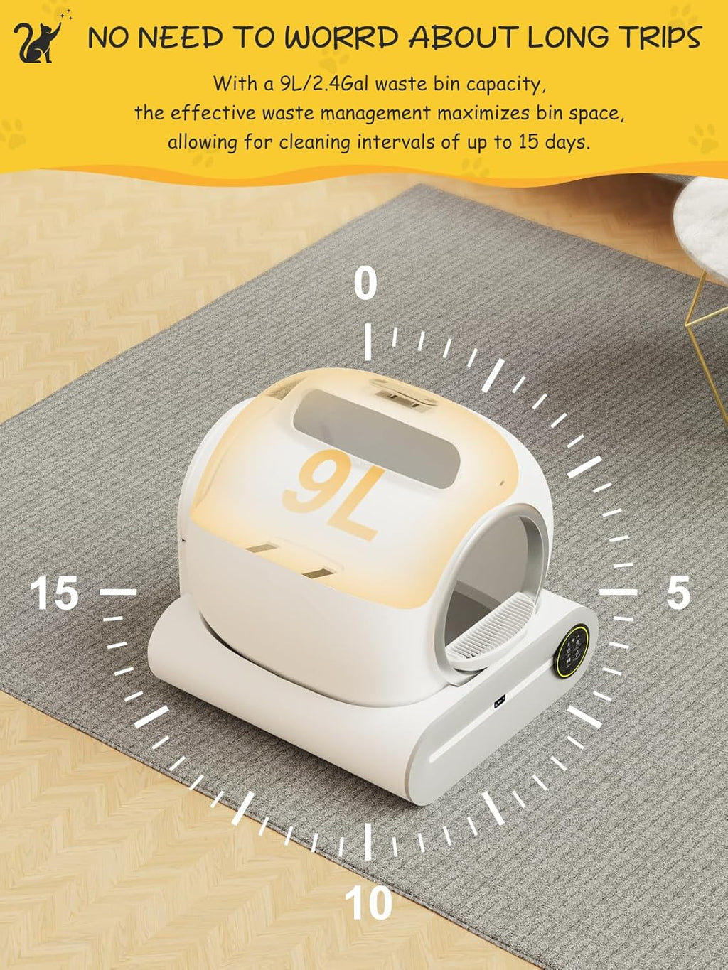 Self-Cleaning Litter Box for Multiple Cats with App Control A928