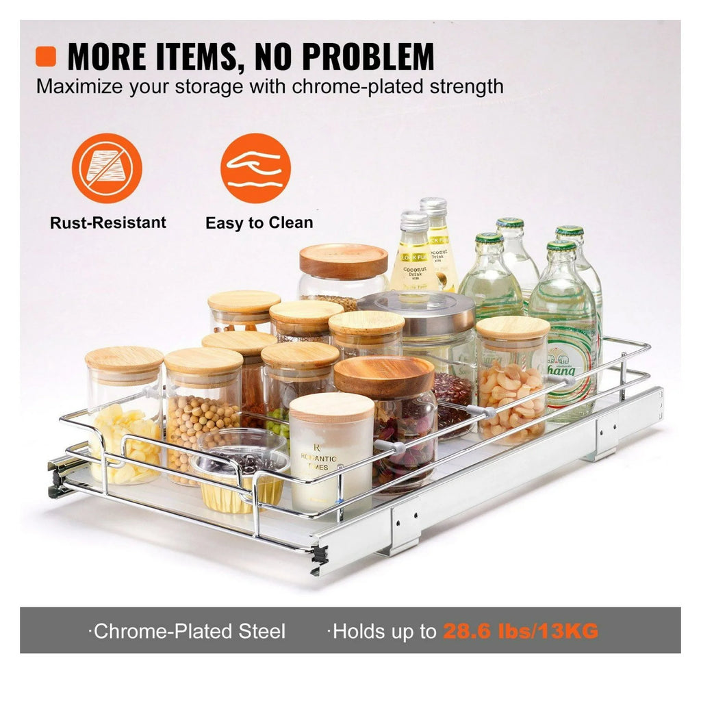 Pull Out Cabinet Organizer 11x21, Heavy Duty Slide Out Shelves Z686
