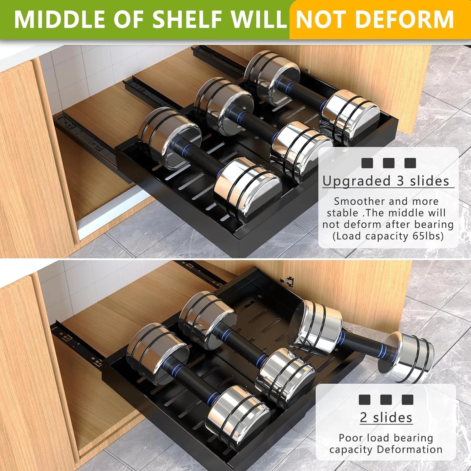 Pull Out Cabinet Organizers, Expandable Slide Out Drawers, 2 Pack P78043