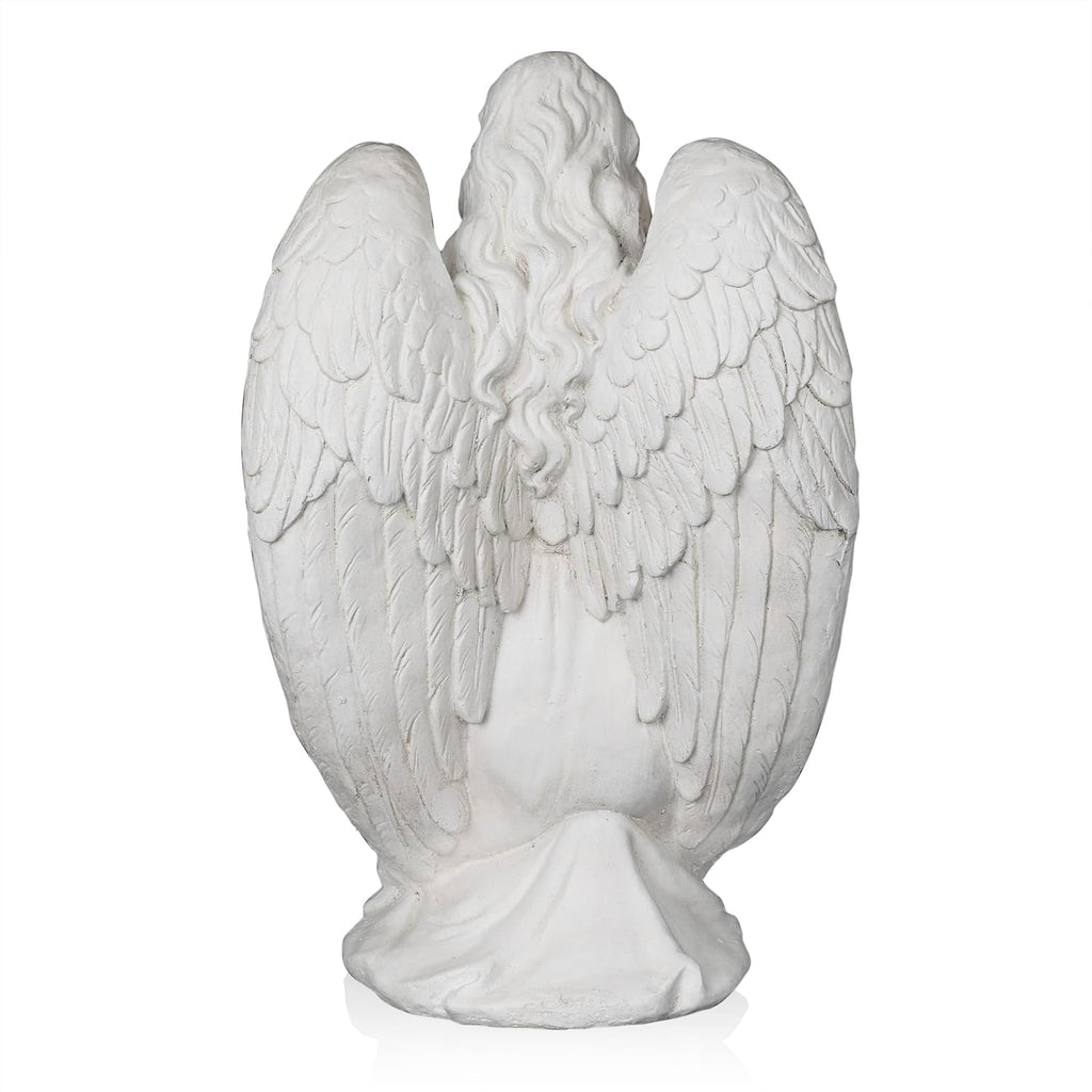 Kneeling Praying Angel Statue, White P6788