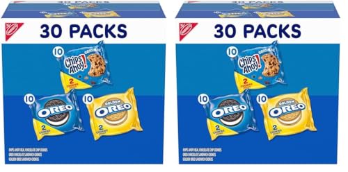 Nabisco Sweet Treats Cookie Variety Pack OREO, OREO Golden & CHIPS AHOY!, 30 Snack Packs (2 Cookies Per Pack) (Pack of 2)