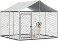 Heavy Duty Dog Cage Outdoor Dog Kennels Outside Pet Playpen for Dogs Outdoor Dog House with Water-Resistant Cover for Back or Front Yard (Silver, 90"x90"x63")