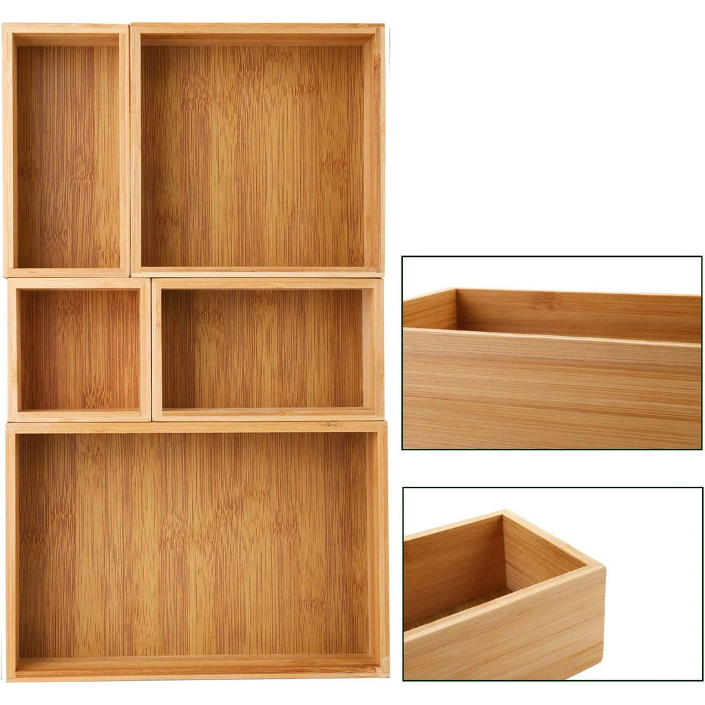 Bamboo Drawer Organizer Boxes, Set of 5 T13679