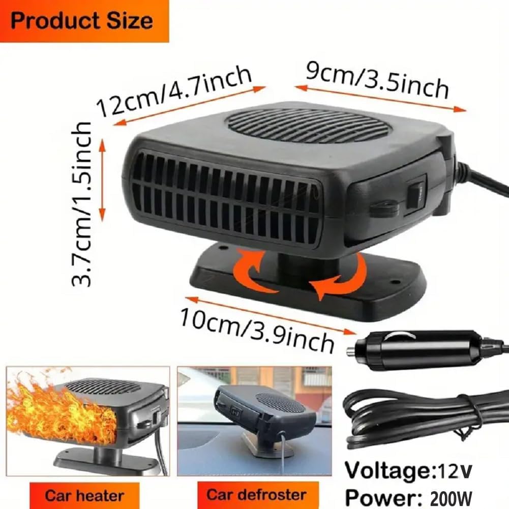 Portable Car Heater, 200W Windshield Defogger with 360 Degree Rotary Base H5763