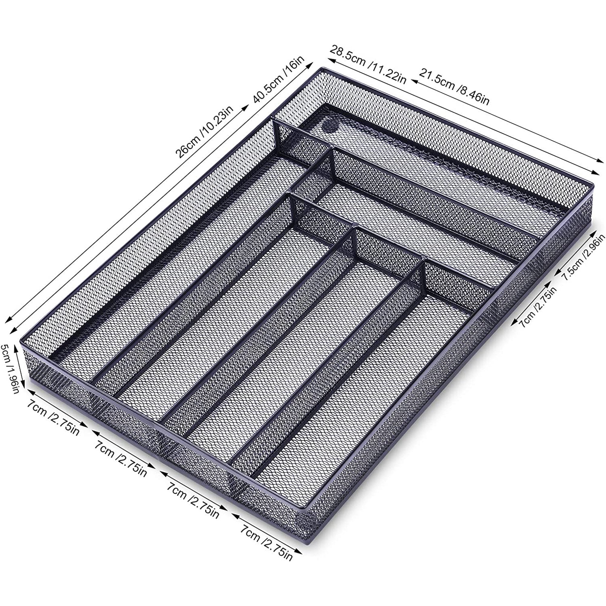 Metal Mesh Kitchen Flatware Organizer Tray with Non Slip Mat J562