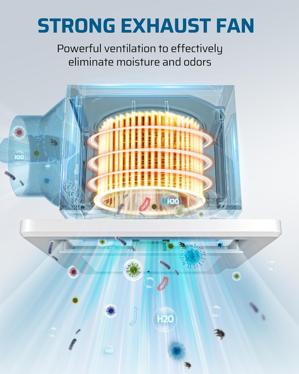 Bathroom Exhaust Fan with Light, 14W Ceiling Mount Ventilation, 80 CFM, 800lm LED, White O807911