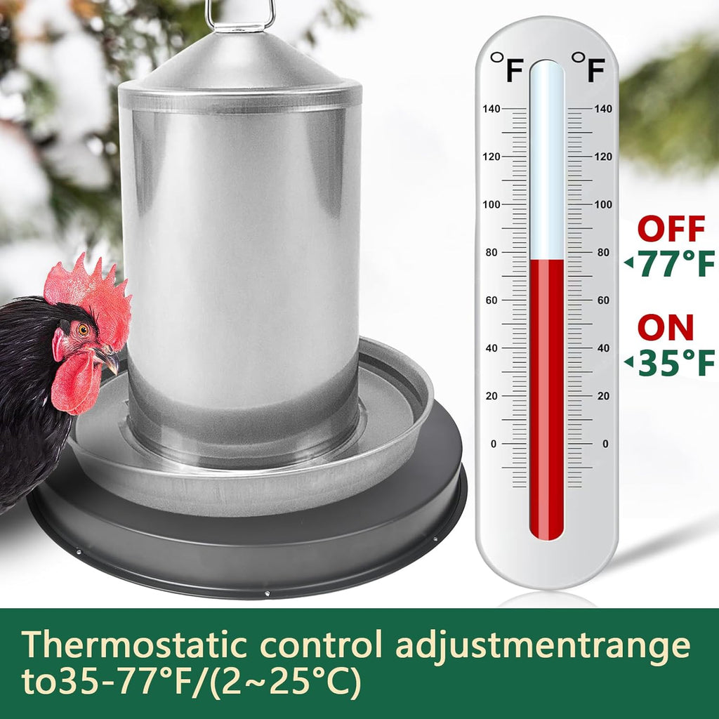 Heated Chicken Waterer Base for Winter, 125W, Fits Plastic or Metal Drinker W866480