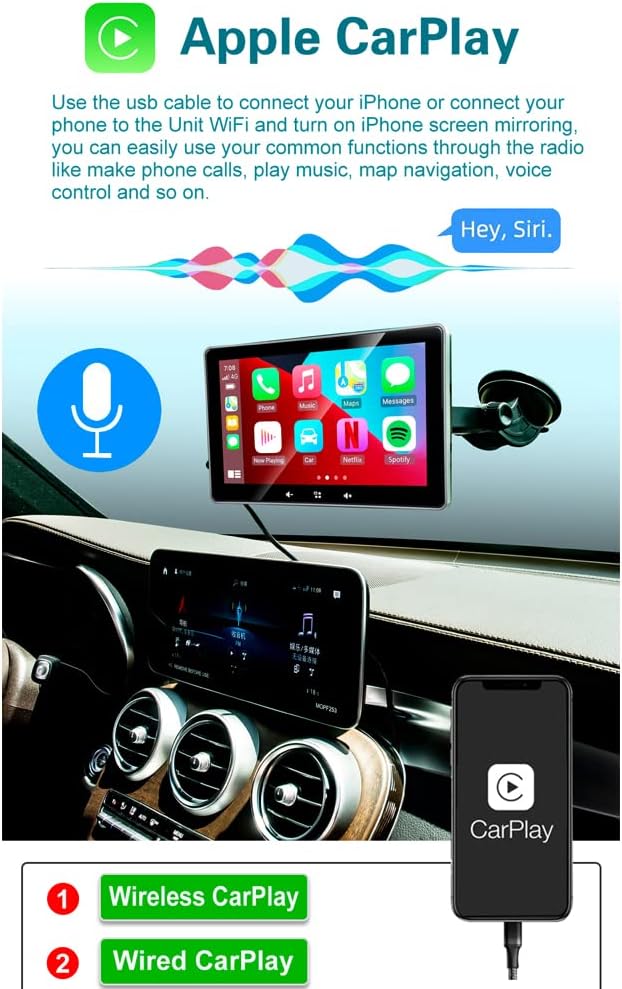 7 Inch Touchscreen Car Stereo with Bluetooth, Carplay and Android Auto D56828