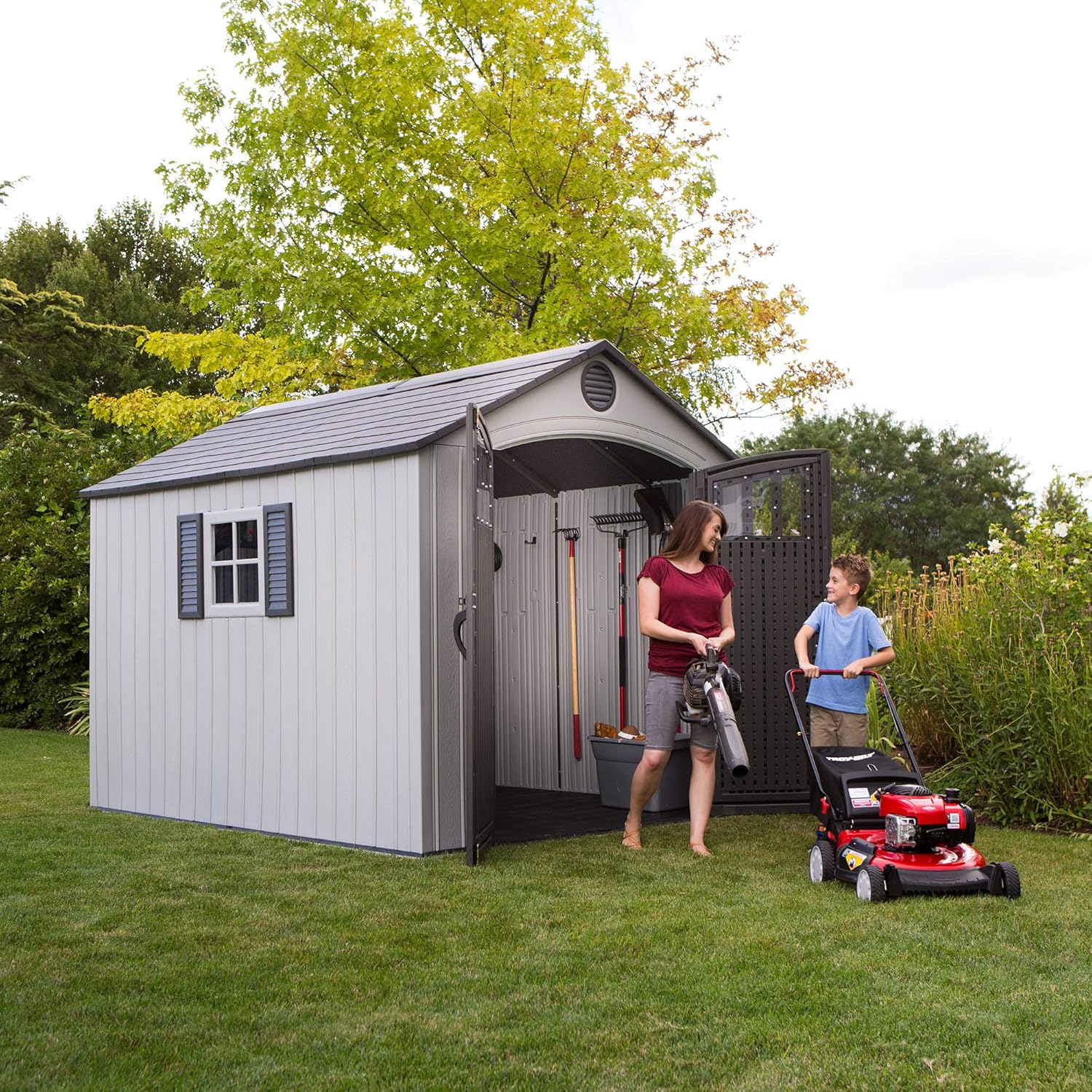Outdoor Storage Shed 8 x 10 Ft, Gray E449650
