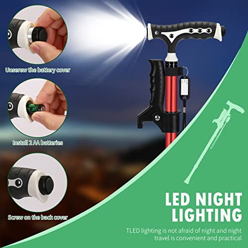 Heavy Duty Adjustable Aluminum Walking Cane with LED for Seniors C7734