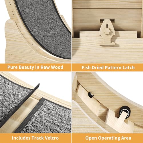 Cat Wheel Exerciser for Indoor Cats, 43.3 Inch Solid Wood with Carpeted Runway K394116