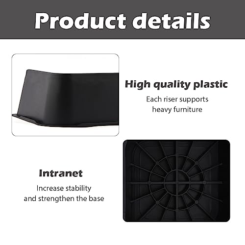 Furniture Risers for Bed, Couch, Sofa, Table and Chair, 2 or 4 Inch, Black O5925