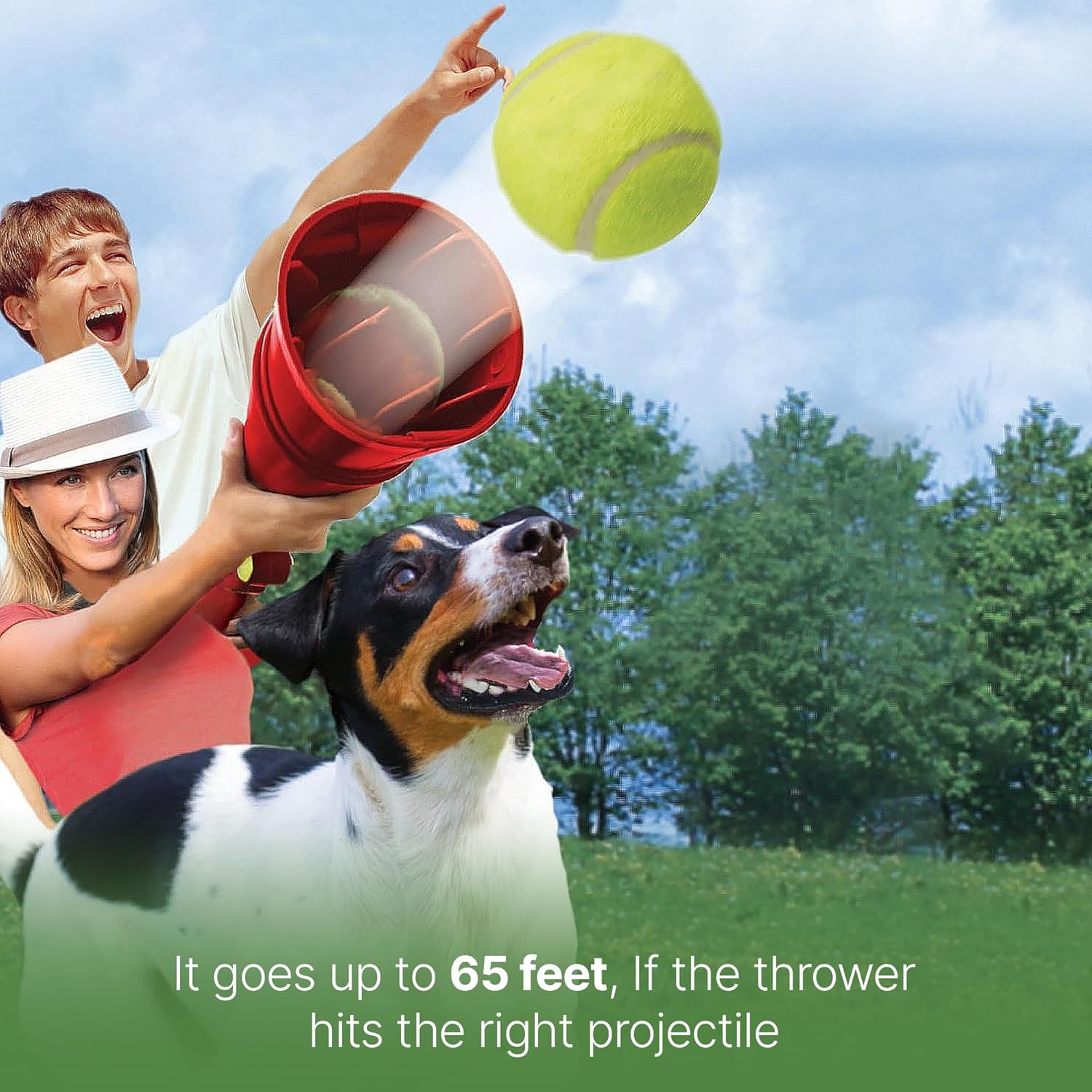 Tennis Ball Launcher for Dogs with 2 Balls and Shoulder Strap H4904