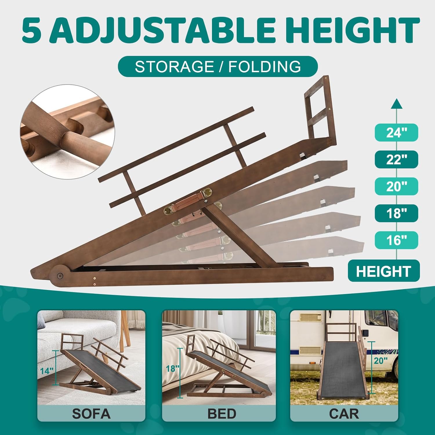 Folding Dog Ramp for High Bed, Couch, SUV, Small & Old Dogs U21331