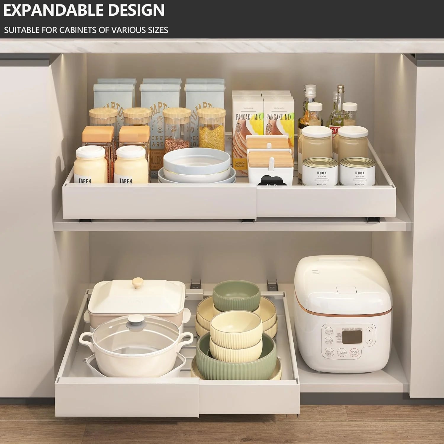 Expandable Pull Out Cabinet Organizer for Kitchen Pantry W2818